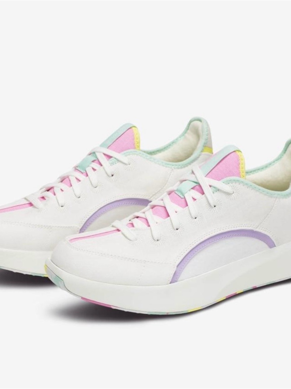 ALLBIRDS Olivia Rubin White Sneakers with Pink, Lavender & Mint Accents